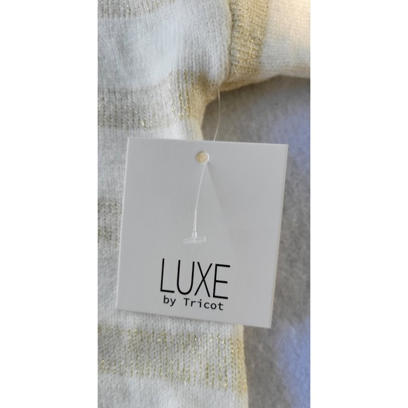LUXE BRAND - TURTLE NECK SWEATER - CREAM WHITE WITH SILVER SPARKLE... SIZE L - Picture 6 of 8